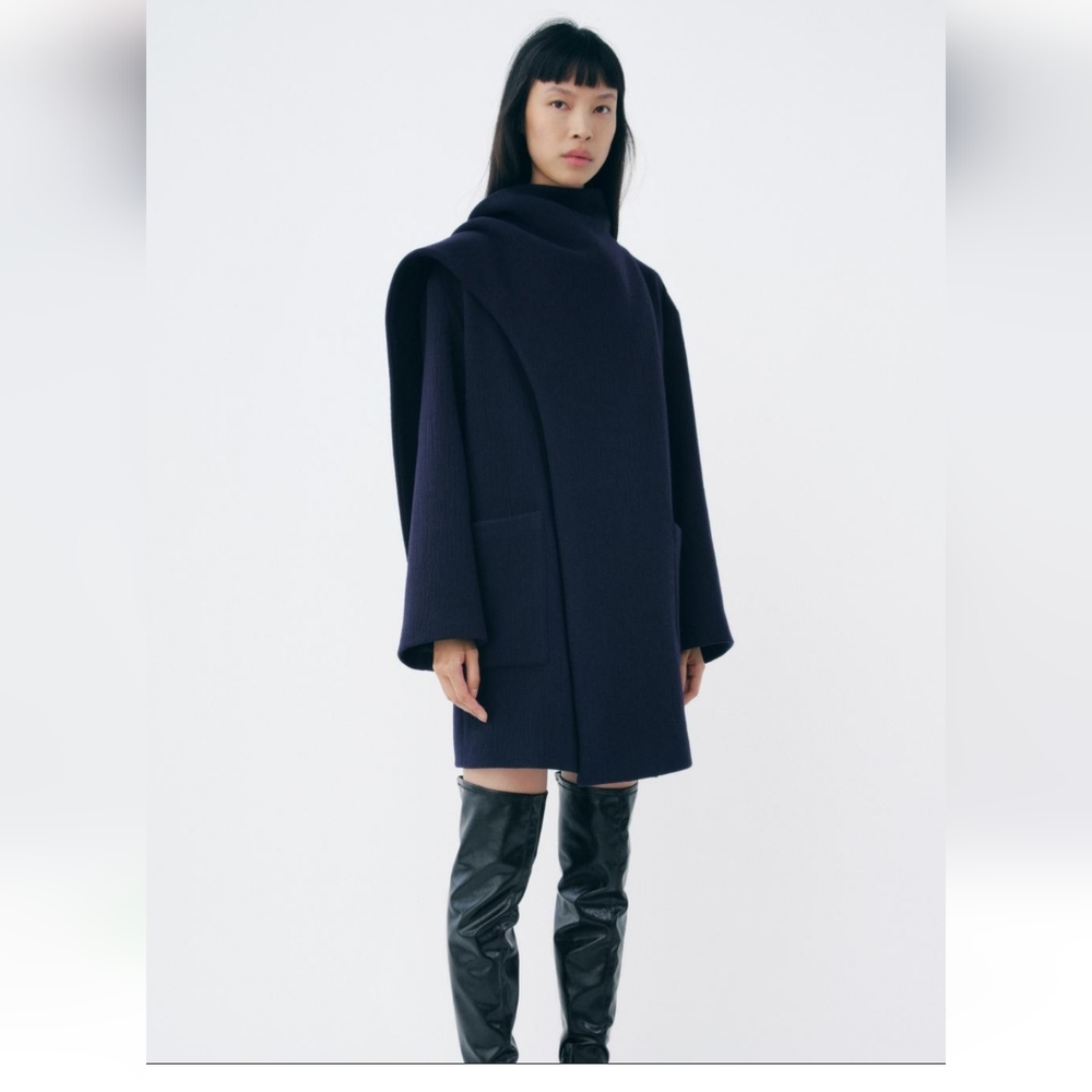 BNWT! Zara wool blend scarf coat zw collection